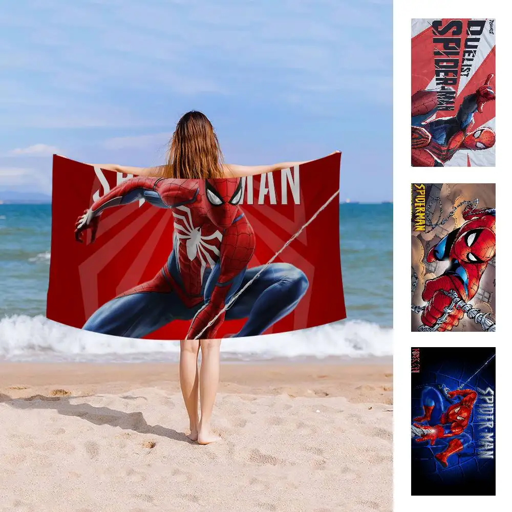 Cartoon M-Marvels S-Spider M-Man Bath Towel Microfiber Soft Water Absorbing Breathable For Girl Kids Decorative Beach Towel
