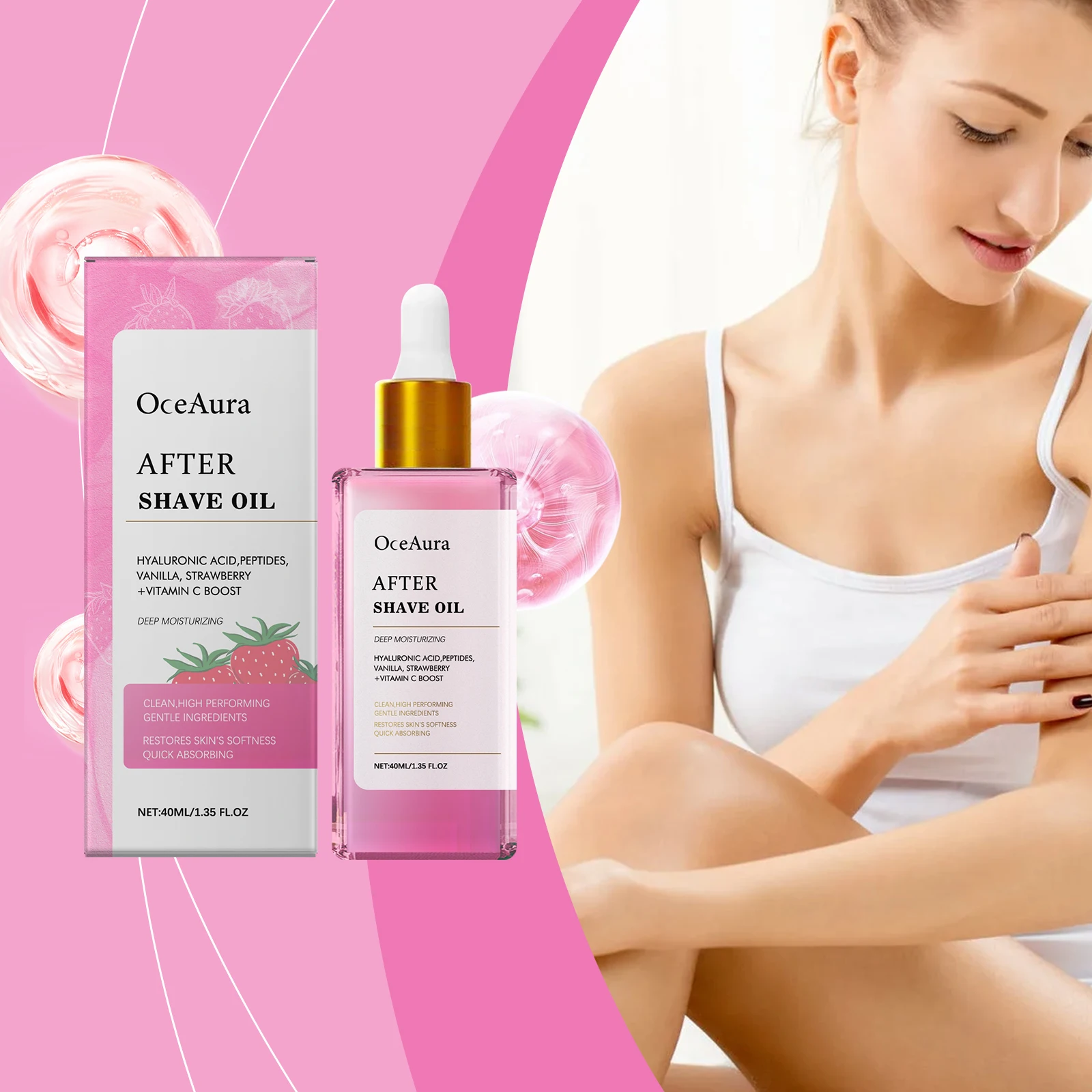 Strawberry Scented After Shave & Hair Removal Essential Oil, Soothing Refreshing, Nourishes Skin, Keeps Skin Moist & Smooth