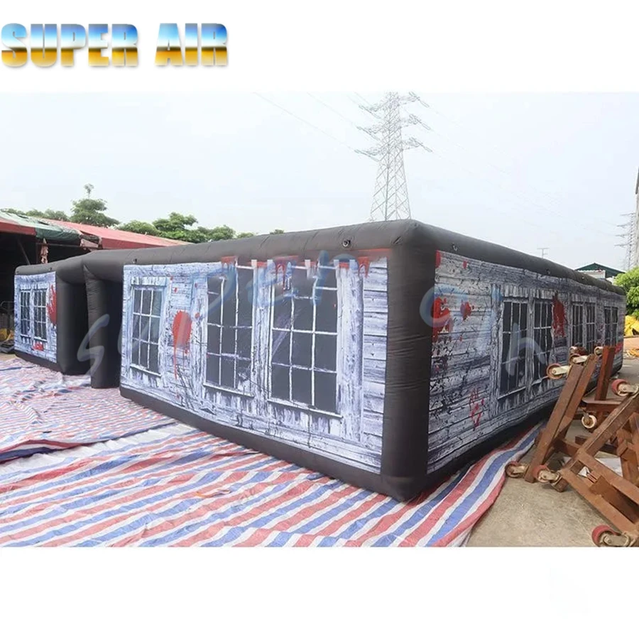 Hurtownia dmuchanych labiryntów na Halloween, idealnych na podwórko: dom duchów 10x10x2mH, dmuchany labirynt.