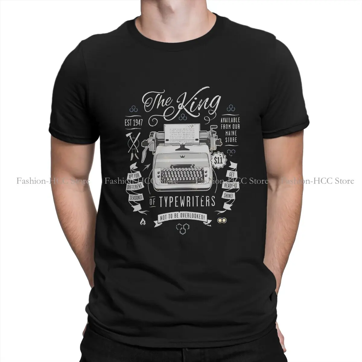 The King Round Collar TShirt Typewriters Basic Polyester T Shirt Man's Clothes Fashion