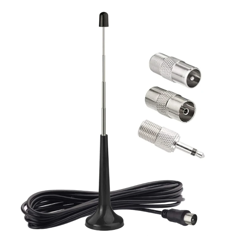 High Gains FM Telescopic Antennas DAB FM Antennas Indoor FM Radio Antennas with 3 Adapter for Household Digital FM Radio