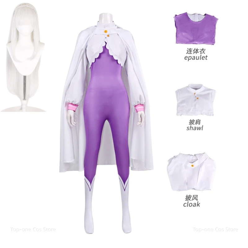 Emilia Cosplay Costume Wig Anime Re:zero Starting Life in Another World Emiria Christmas Halloween Party Clothing