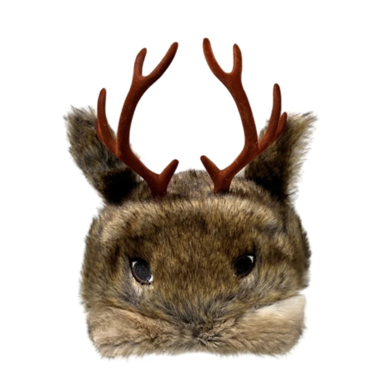 Plush Antler Hat for Adult Kids Unisex Deer Horned Hat Warm Trapper Hat Outdoor Activity Cold Weather Windproof Headgear