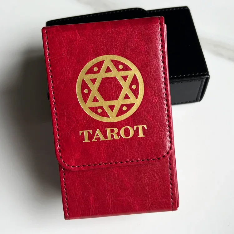 Caja de almacenamiento de tarot de alta calidad, colección de cuero doble, caja de cartas de juego de mesa, bolsa de almacenamiento, mantel de pentagrama