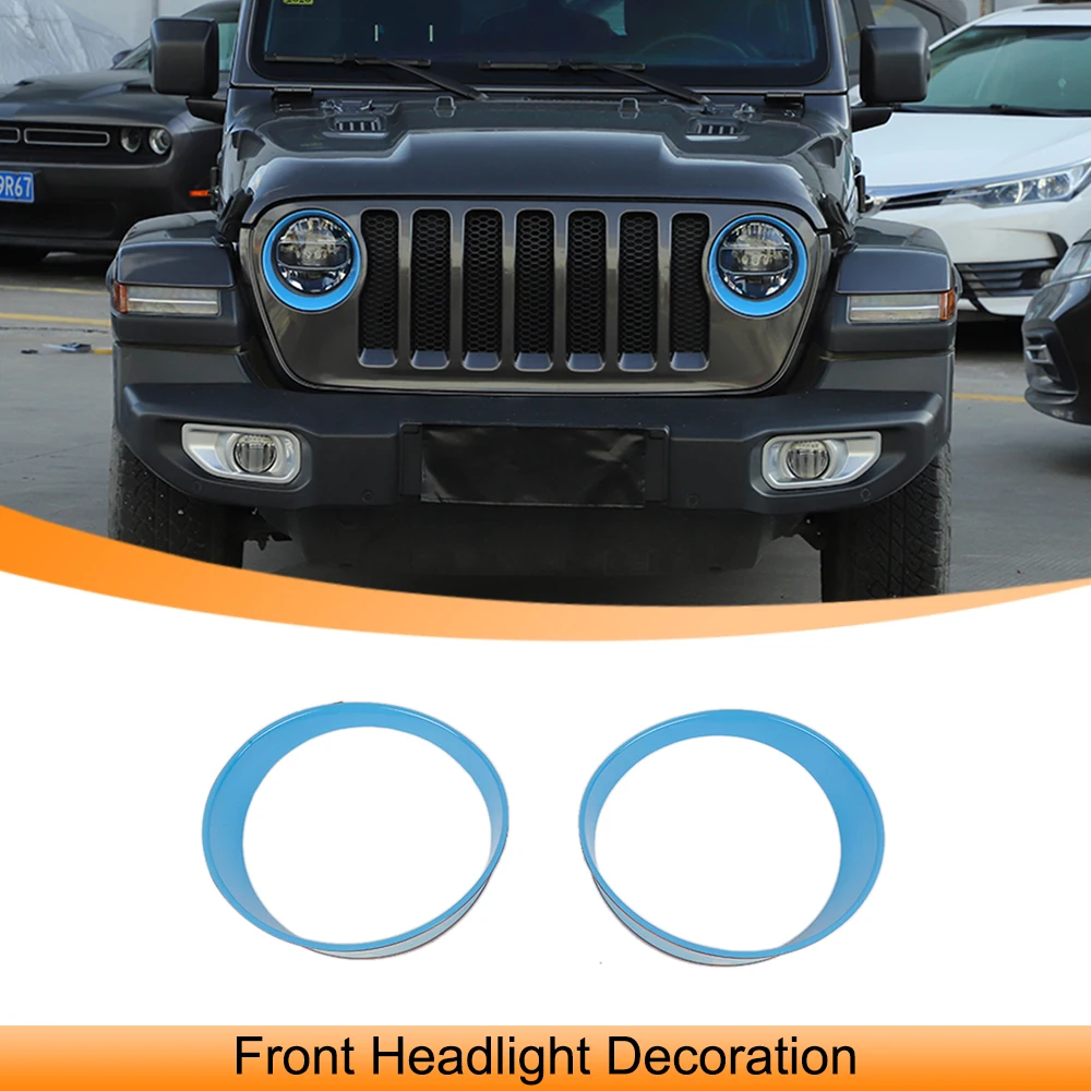 

Car Front Bumper Headlight Lamp Ring Decoration Cover Trim Sticker for Jeep Wrangler JL 2018-2024 Auto Exterior Accessories ABS