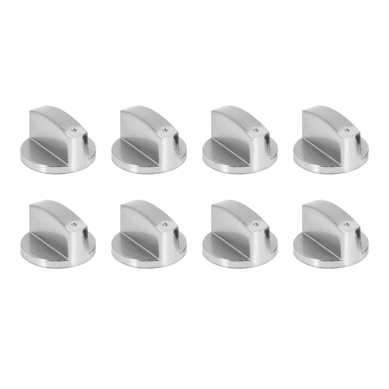 AD-Stoves Cooker Knobs,Oven Knob(8Pcs),6Mm Universal Silver Gas Stove Control Knobs Adaptors Oven Rotary Switch