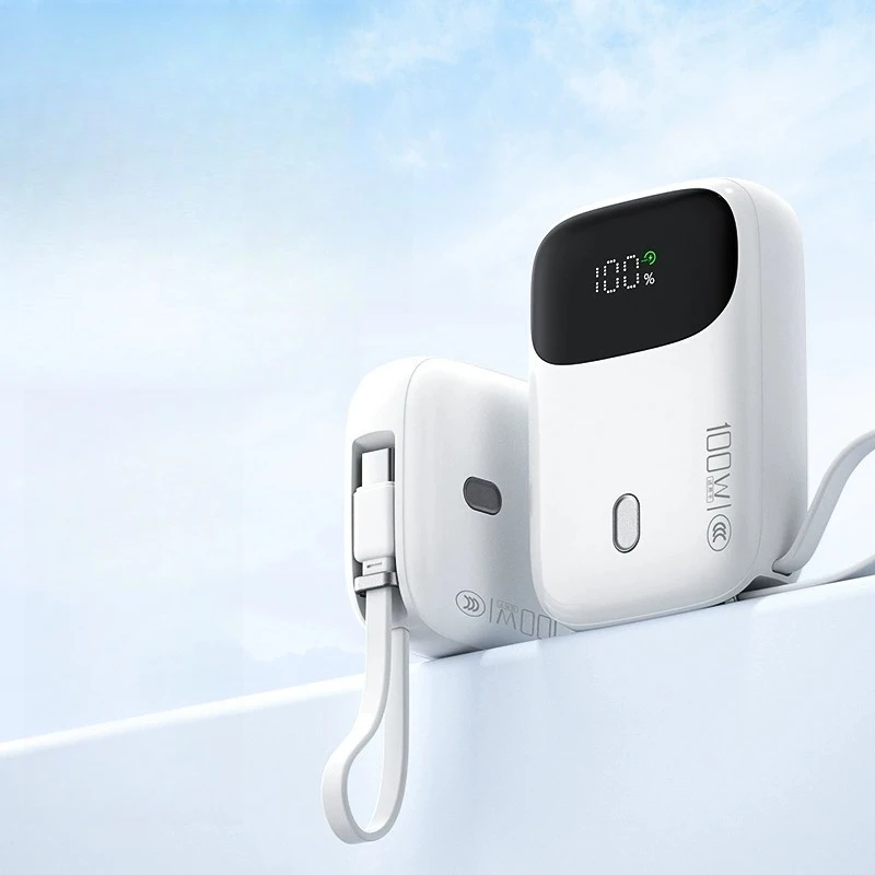 10000mAh PD20W  Mini Power Bank with Built-in Cable Compatible For Huawei Super Flash Charge Compact Portable Mobile Power