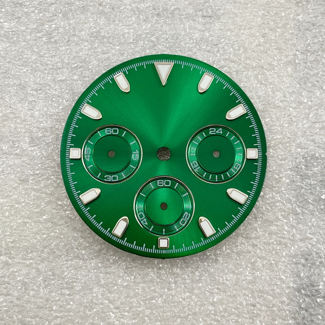 شعار مخصص رائع 29.5 مللي متر قرص مضيء متعدد الوظائف توقيت الباندا الطلب ، مناسبة لتركيب حركة الكوارتز VK63 OEM #5