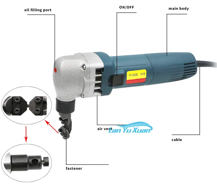 280W Corded Metal Power Nibbler Tools Electric Power Metal Shear Sheet Steel Nibbler for Cutting Stainless Steel Aluminium