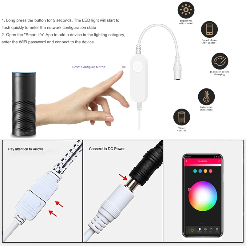 Wifi tuya smart life APP remote control RGB LED Under Cabinet Light Dimmer Kitchen Counter Furniture Kit For Alexa Google Home