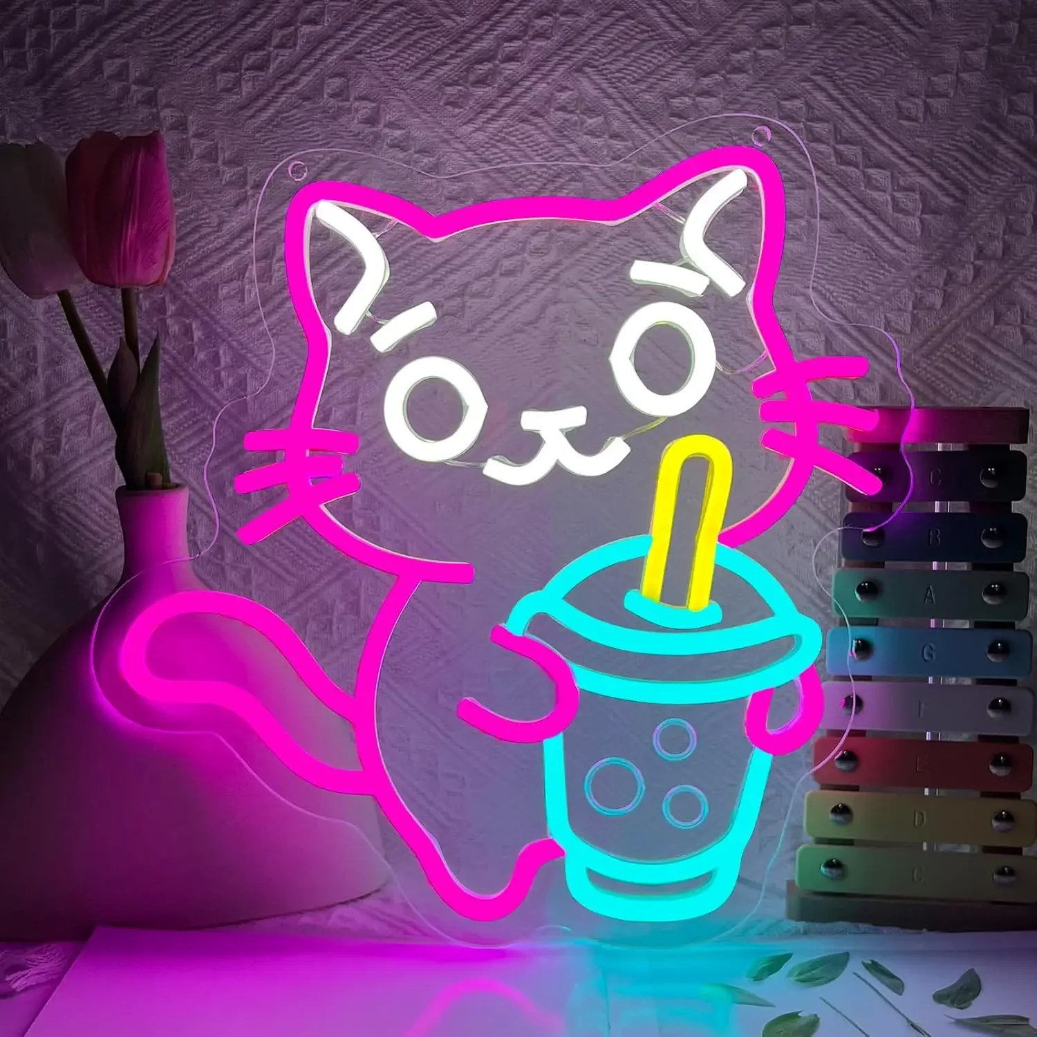

Кошка Неоновая вывеска Bubble Tea Неоновый свет с регулируемой яркостью Светодиодный светильник для спальни, кухни, кафе, бара, ресторана, десертного магазина, детской комнаты, Настенный декор, подарки
