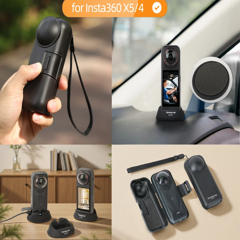For Insta360 X5 X4 Accessories Storage Bag Screen Protector Silicone Case Lens Cap Protective Cover for Insta 360 X 5 Accessory