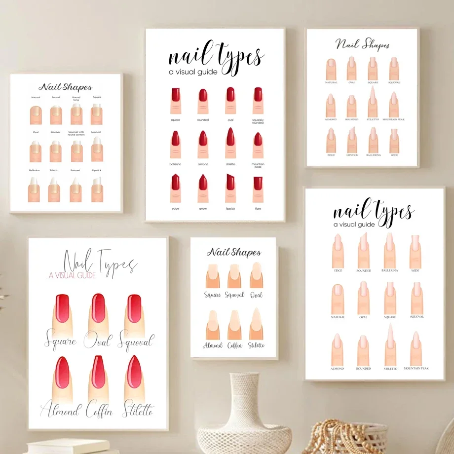 1PC--Nordic Fashion Nail Art Makeup Polish Types Illustration Canvas Wall Prints Modern Decor for Bedroom Store