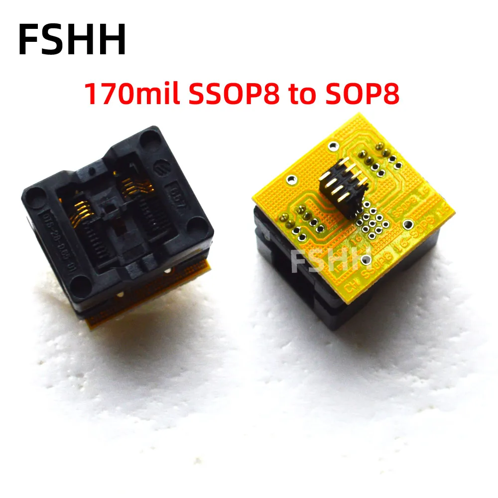 

1 pcs Chip solderless test adapter SSOP8 to SOP8 test socket 170mil SSOP8 to 150mil SOP8 socket 0.65mm to 1.27mm Pitch