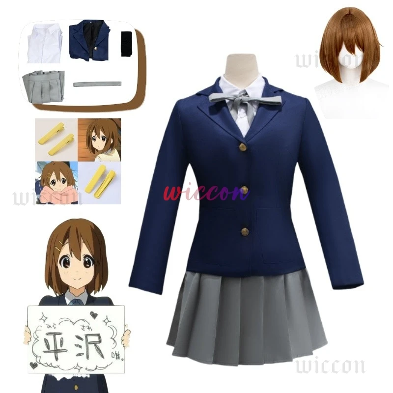 

K-ON аниме Hirasawa Yui Akiyama Mio Tainaka Ritsu Косплей Костюм Рубашка Юбка JK Повседневная одежда Униформа Хэллоуин Играть Ролевой наряд
