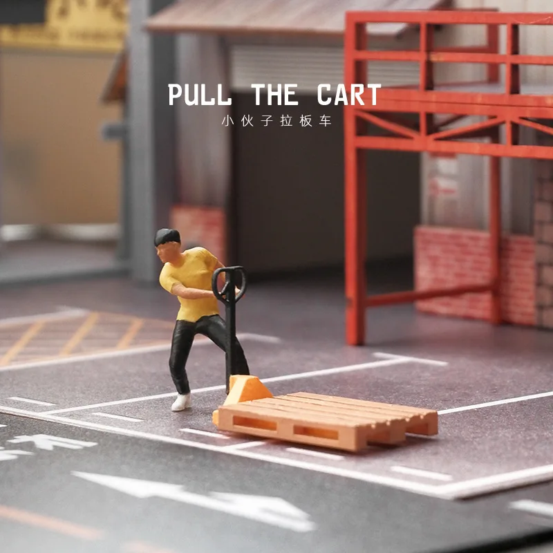 

1:64 Anime pull the cart Mini Doll Figure Model miniature Photography props Scene Model DIY Sand table landscaping ornament Gift