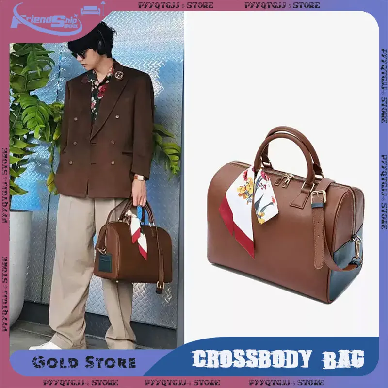 

Boston Crossbody Bag PU Large Capacity Commuter Shoulder Bags with Silk Scarf Handbag Boston Bags Unisex Travel Duffel Bag Gift