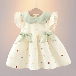 Summer Baby Girl Dress Elegant Princess Dress Lace Ruffle Sleeve Children Girl Dress Sweet Cute Doll Collar Kid Clothes A1229