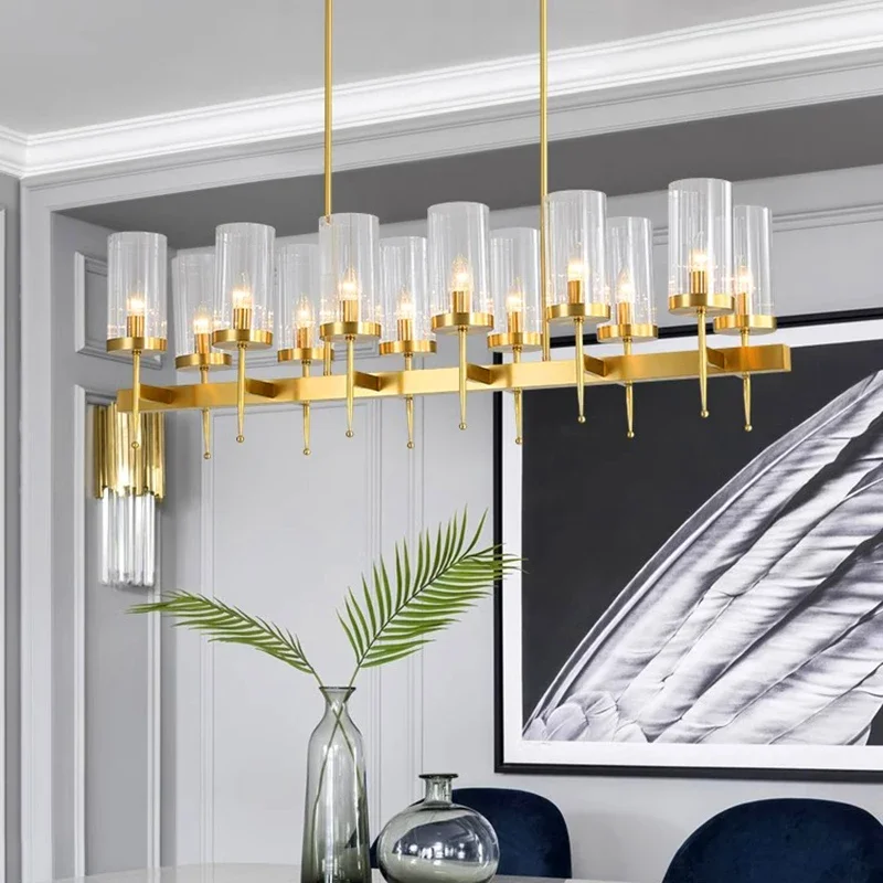 Modern Kitchen Island Pendant Lights Living Room Dining Table Chandeliers Restaurant Golden Hanging Lamps for Room Decor