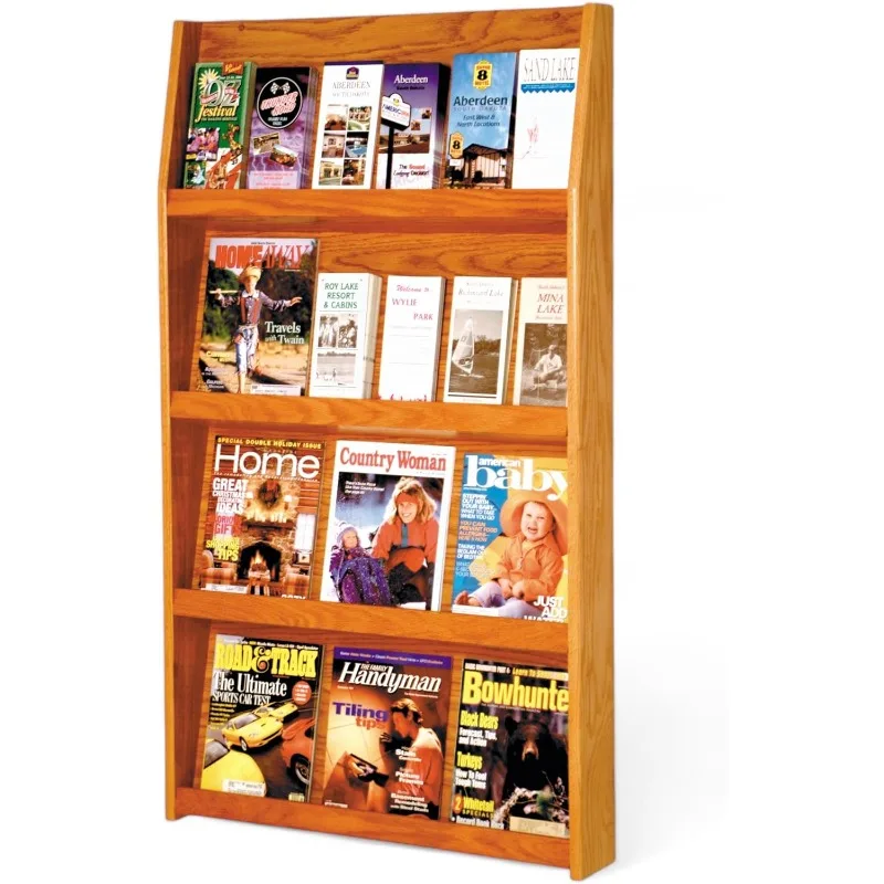 24-Pocket Slope Literature Display, Medium Oak