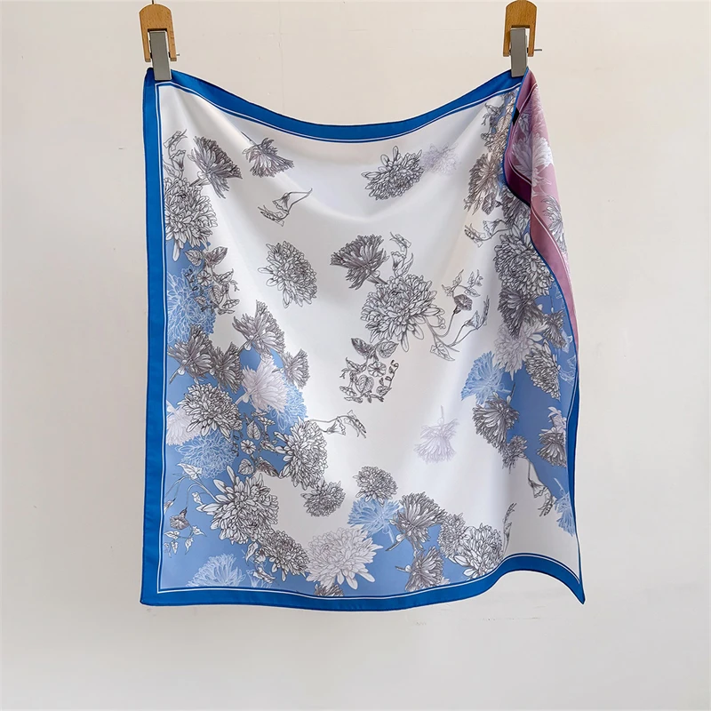 Double Faced Jacquard Luxury Brand Print Women Silk Scarf Bandana Hijab Wrap Foulard Shawl 70cm Square Scarves