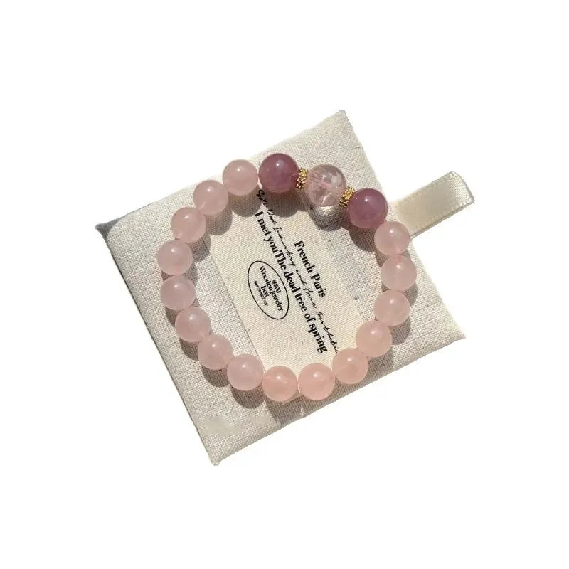 Natural Grapefruit Jelly Horse Powder Crystal Bracelet Girls Love Strike Peach Blossom Bracelet Snowflake Ghost Transfer Bead