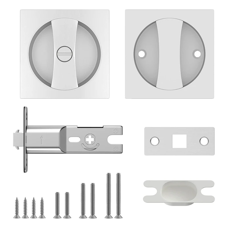 Cerradura de puerta de bolsillo para cama/baño, Hardware de puerta de bolsillo cuadrado, privacidad contemporánea