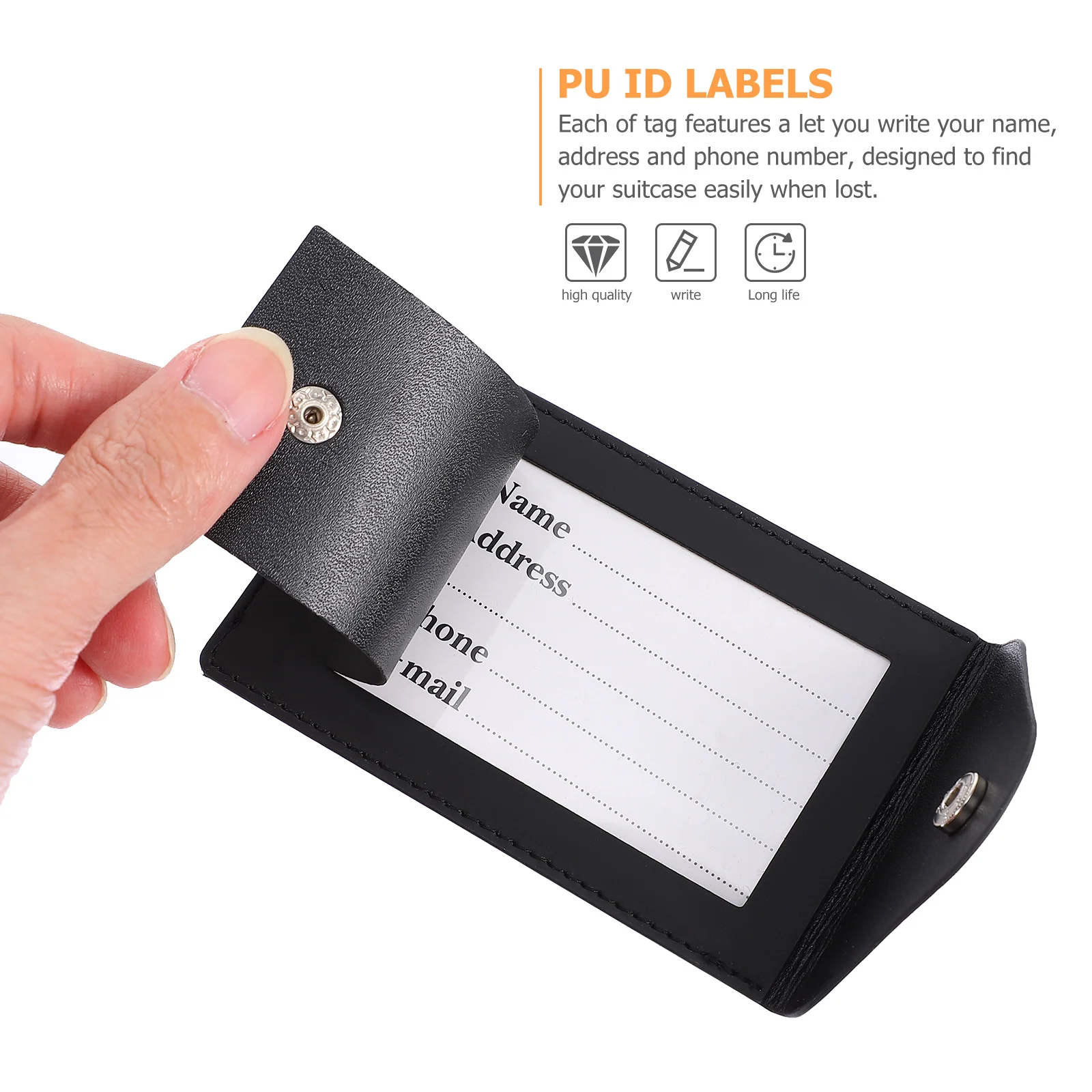 

2Pcs PU Suitcase Labels Travel Luggage Tags Bright Colors Adjustable Length Lanyard Easy Identification Baggage Tags