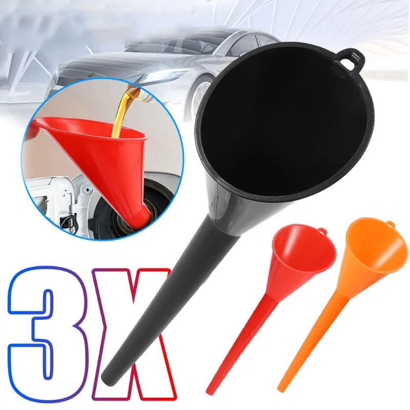 Car Long Stem Funnel Gasoline Oil Fuel Filling Tools Anti-splash Plastic Oil Funnel Motorcycle Refueling Tools Auto Accessories