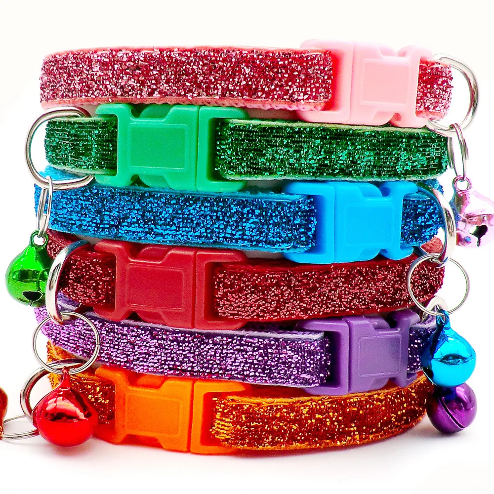 1pc Cute and Shiny Pet Collar Adjustable Neckace with Bell Atmosphere Decoration Outdoor Strolling Products for Dog Cat Suppleis