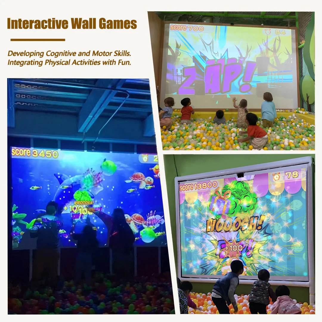 Software Auto-control 400 Inch Board Screen 3D Interactive Wall Floor Projection System Virtual Reality Touch 57 Games Effects