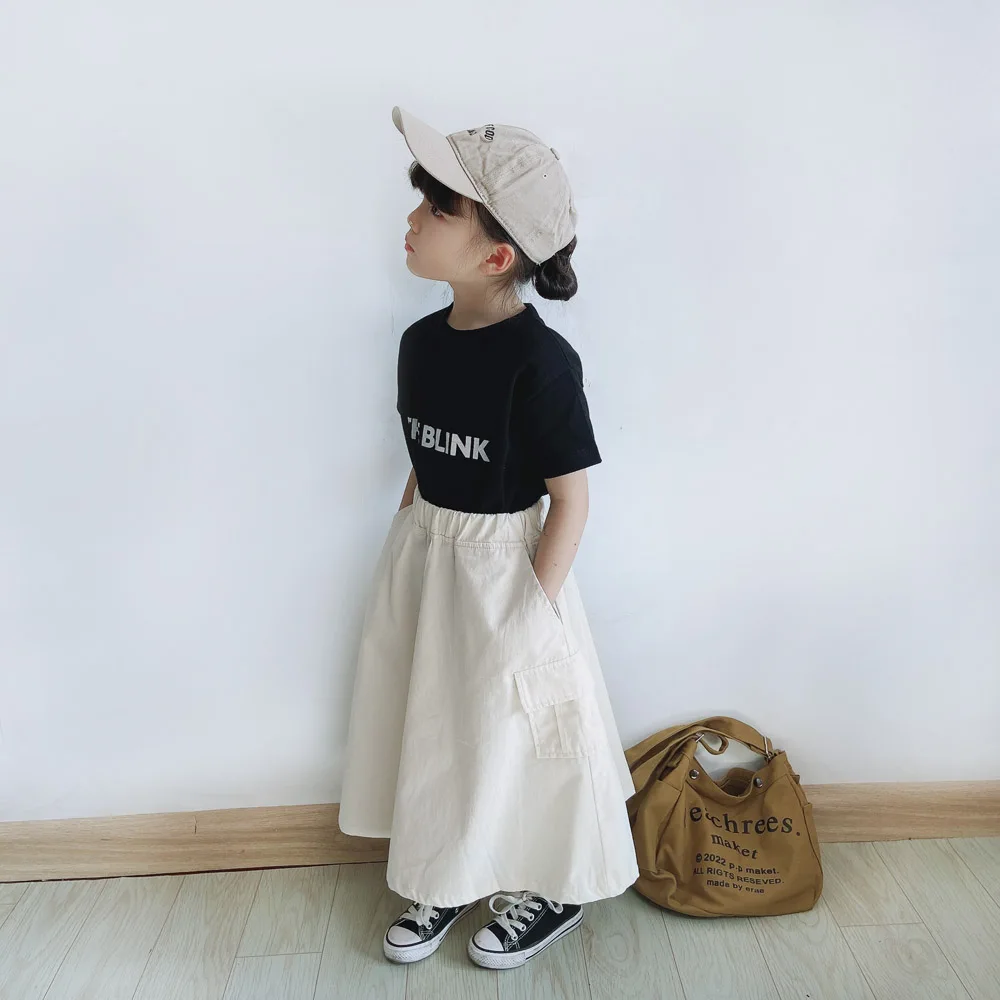 ANKRT spring/summer parent-child clothing Japanese and Korean girls casual work style large hem long skirt children's umbrella s