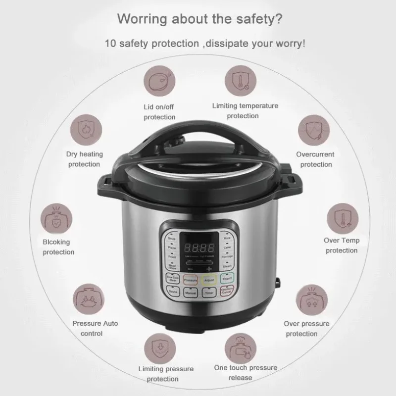 6L Electric Pressure Cooker, 110V US UK EU Plug, Household Smart Automatic Pressure Rice Cooker