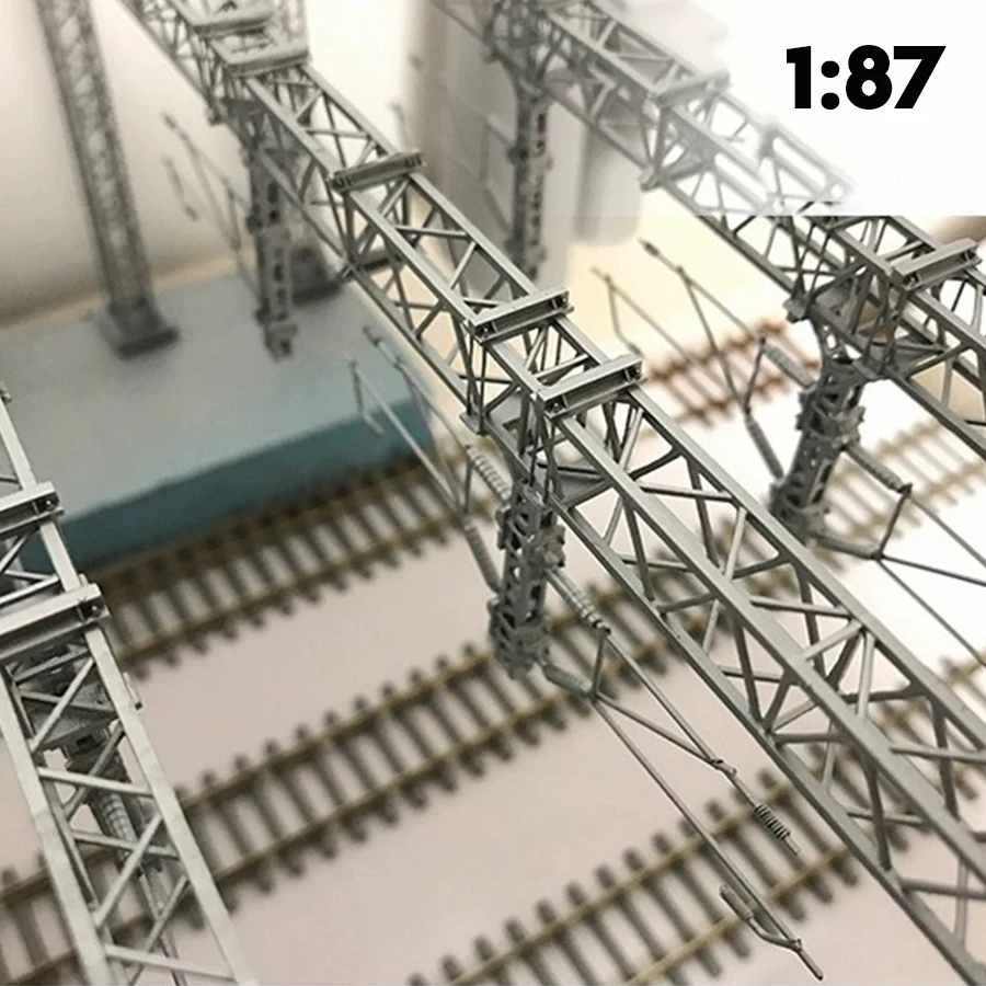 N scale 1/160  Railway track contact network Lattice hard span Grid Crossbar  Contact network truss span