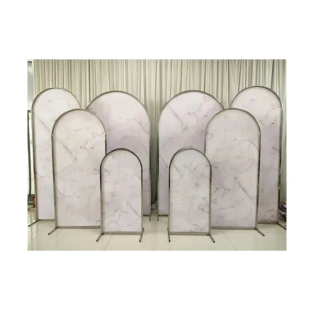 High quality stainless steel metal arch and polyvinyl chloride wedding decoration set activity background