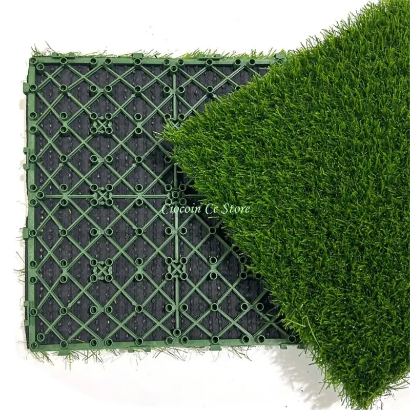 X90F 4Pcs Grass Flooring Tiles Green Grass Deck Tiles Turf Mat Grass