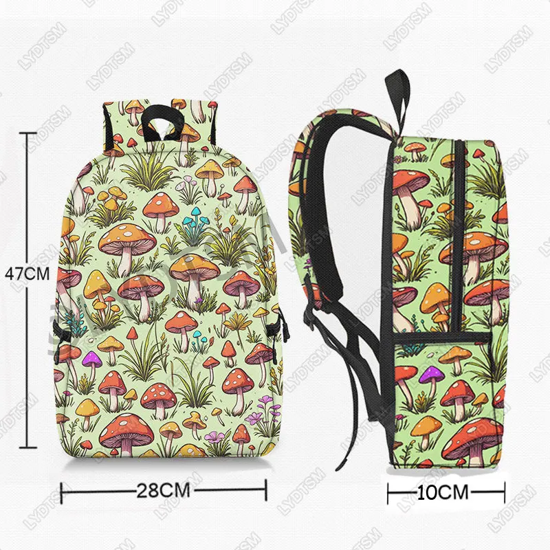 Fantasy Mushroom Butterfly Frog Graphic Print Backpack Women School Bags Rucksack Bookbag Monkey Laptop DayPack