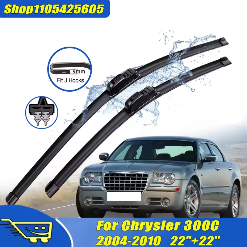 

2Pcs 22"+22" Front Windshield Wiper Blades For Chrysler 300C 2004-2010 2005 2006 2007 2008 2009, Quiet Durable Windscreen Wipers