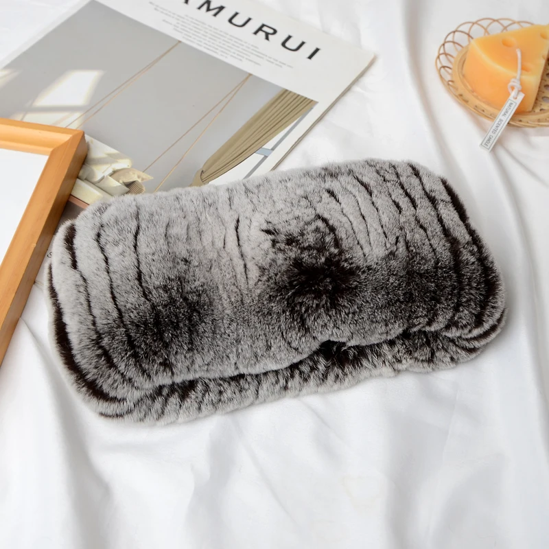 2026 Neuer Winter-Outdoor-Schal für Damen aus echtem Rex-Kaninchenfell, natürliche dicke Pelzschals, warm für Russland, 100% echtes Rex-Kaninchenfell-Stirnband – Detail 8