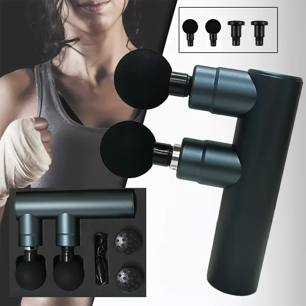 2 Heads Mini Muscle Massage Gun Protable Body Massager Deep Handheld Percussion Massager For Body Back And Neck Leg