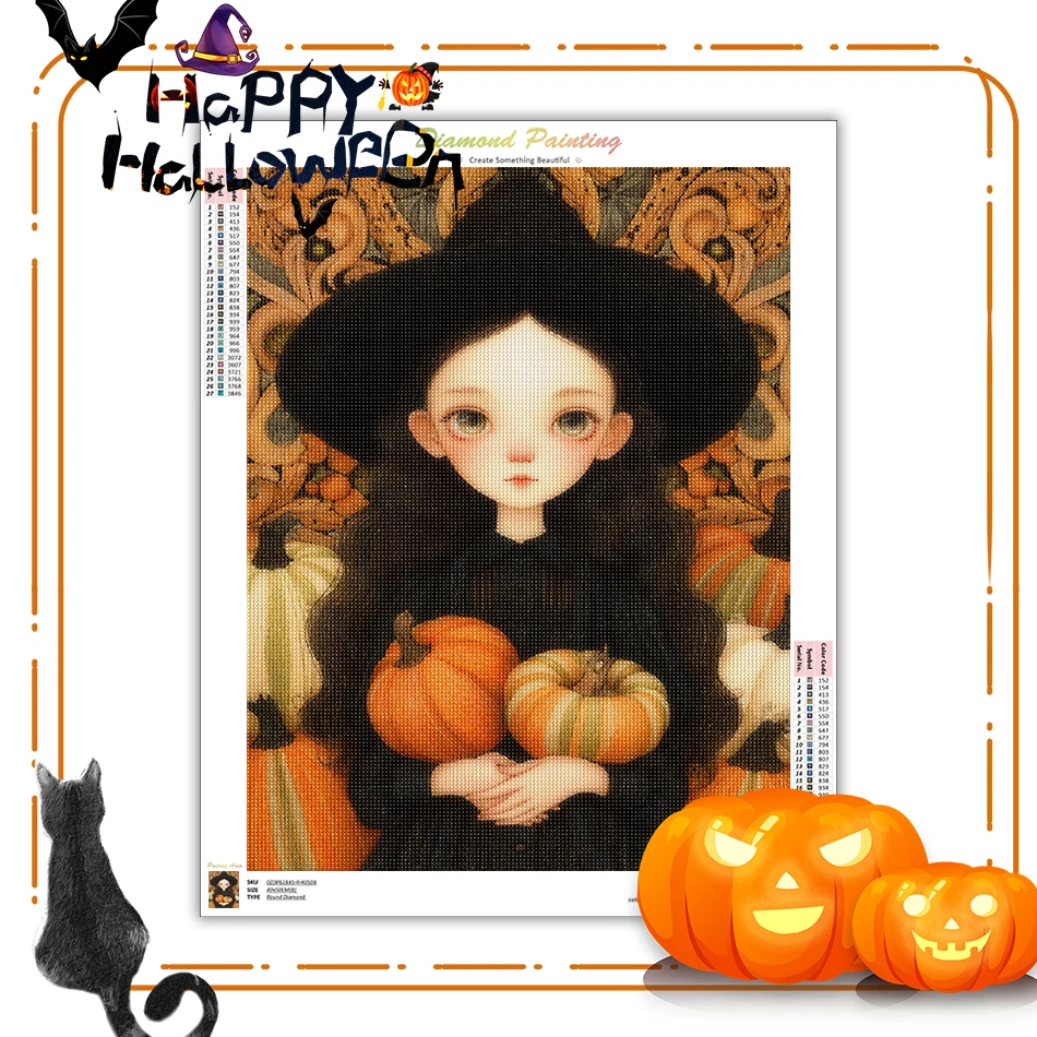 

SDOYUNO Diamond Painting Kits Halloween Cartoon Girl Wall Art Picture Crystal Drawings With Diamonds Cross Stitch Diy Embroidery