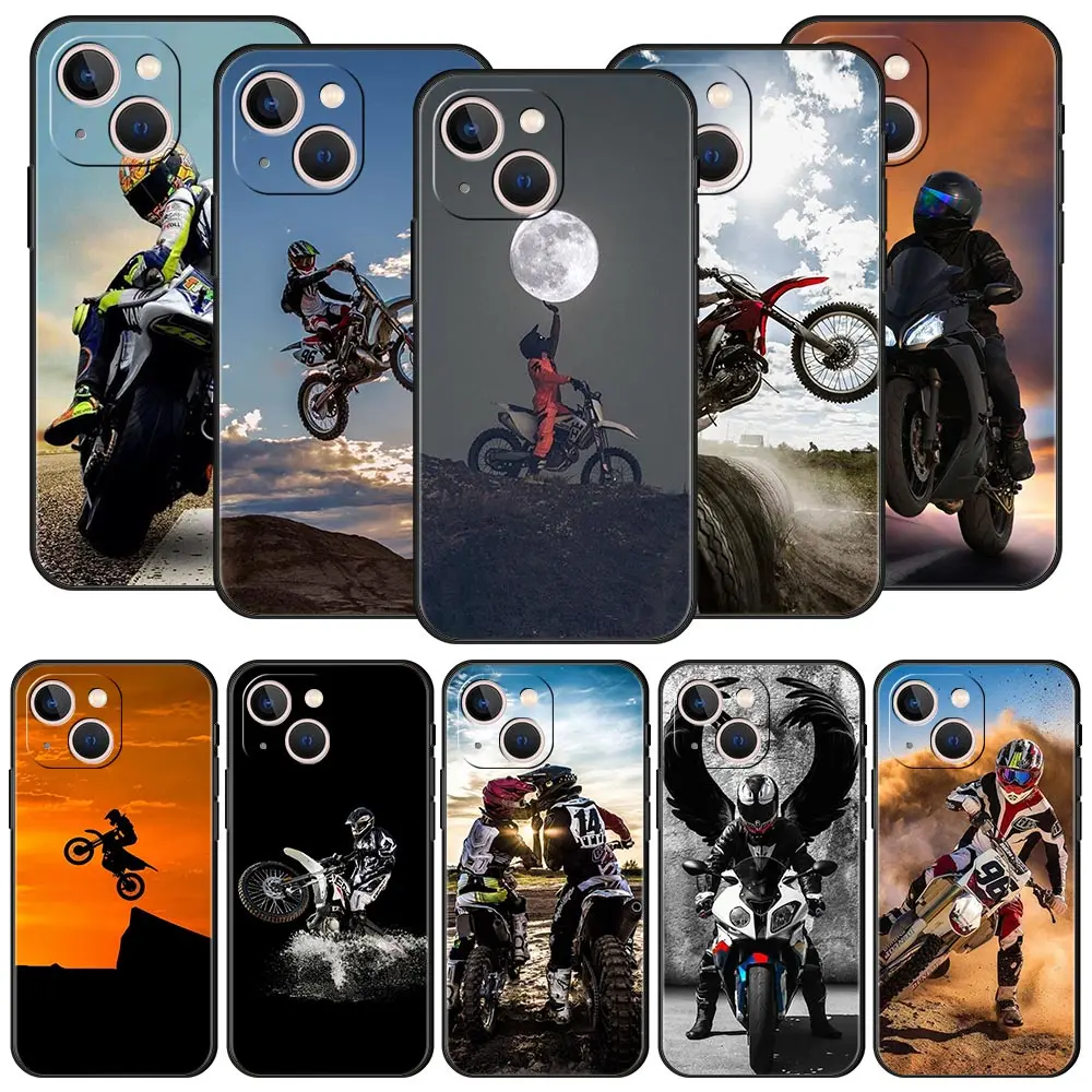 Moto Cross Motorcycle Sports Phone Case For iPhone Apple 15 14 13 Pro Max 12 11 Mini 7 8 Plus XR XS X SE 2020 Cover Shell Coque