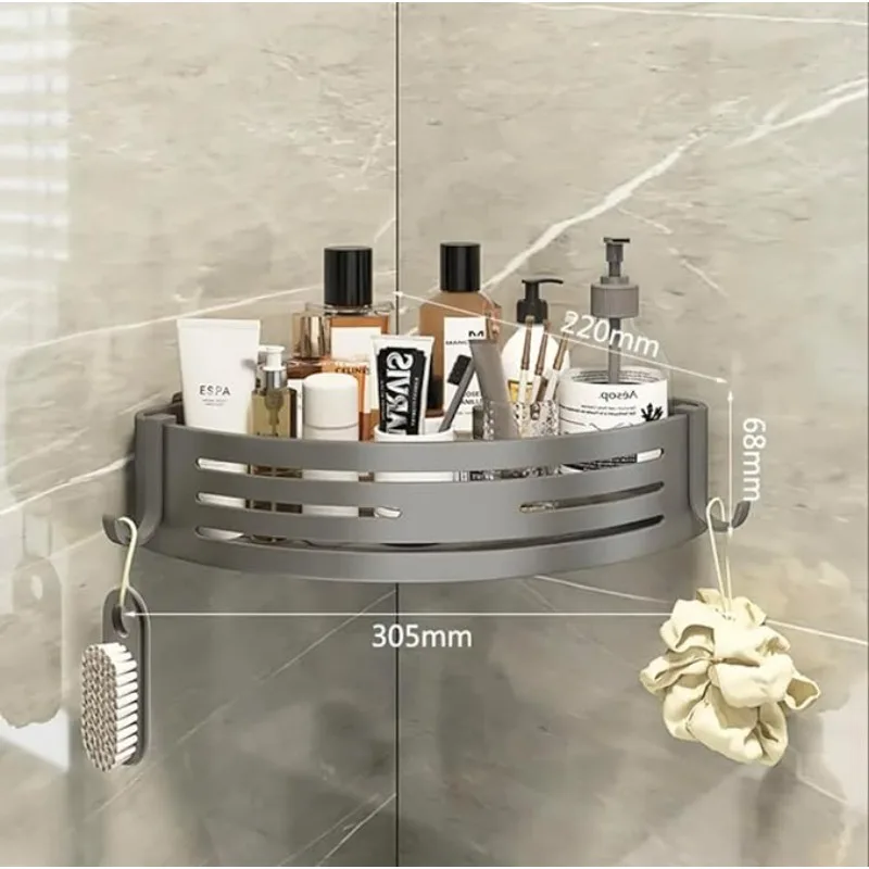 Adhesive or Drilling Corner Shower Caddy Upgraded Rustproof Aluminum Spacious Bathroom Organizer in Matt Black Finish
