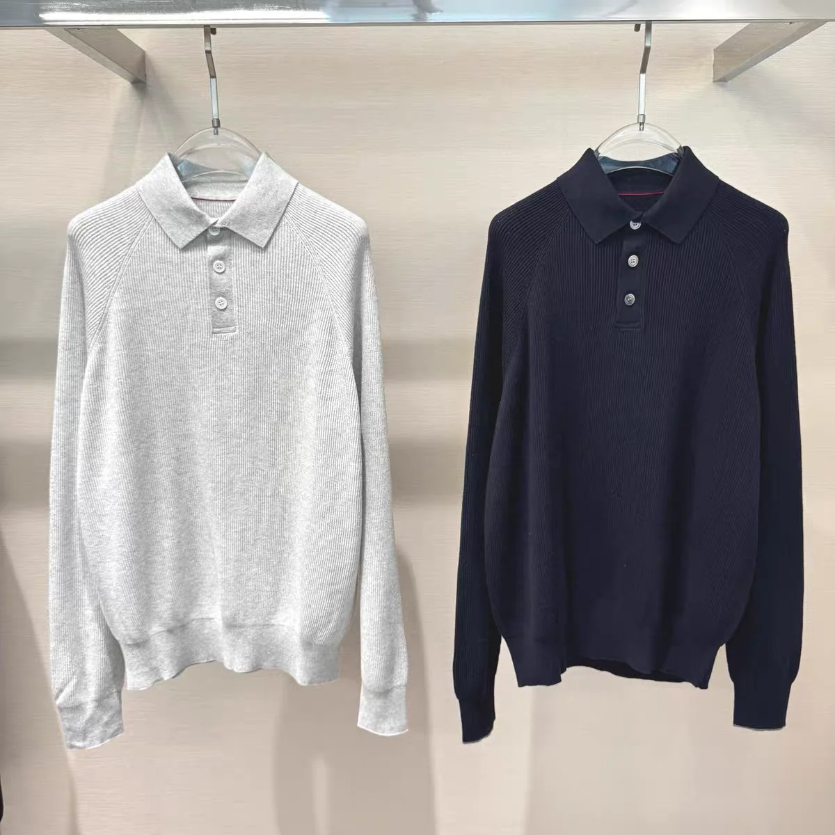 

New Luxury Men's Long Sve Knitted irt Pure Color Collar Busin Cotton Blend Casual Wear for Middle-Aged And ly