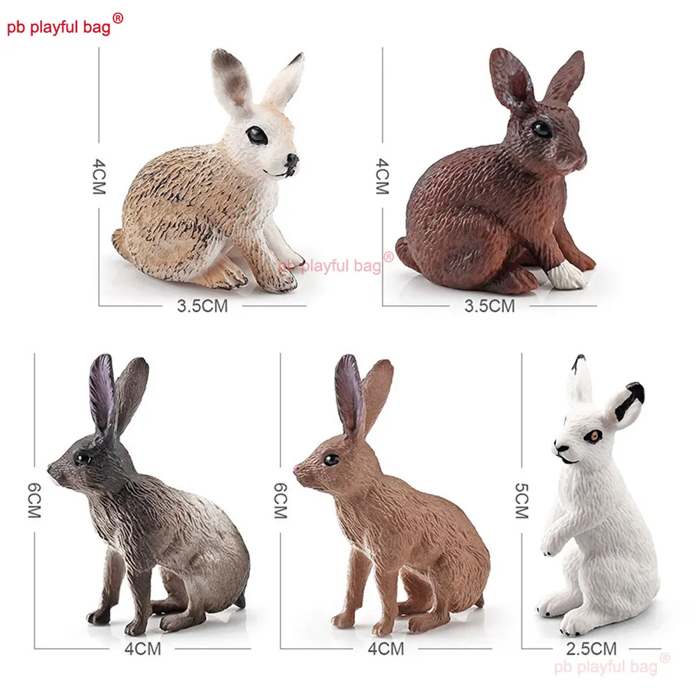 6PCS Simulated Zoo Action Figure Forest Wild Rabbit Mini Animal Model Ornament Solid Static Rabbit Educational Toys Gift ZG376
