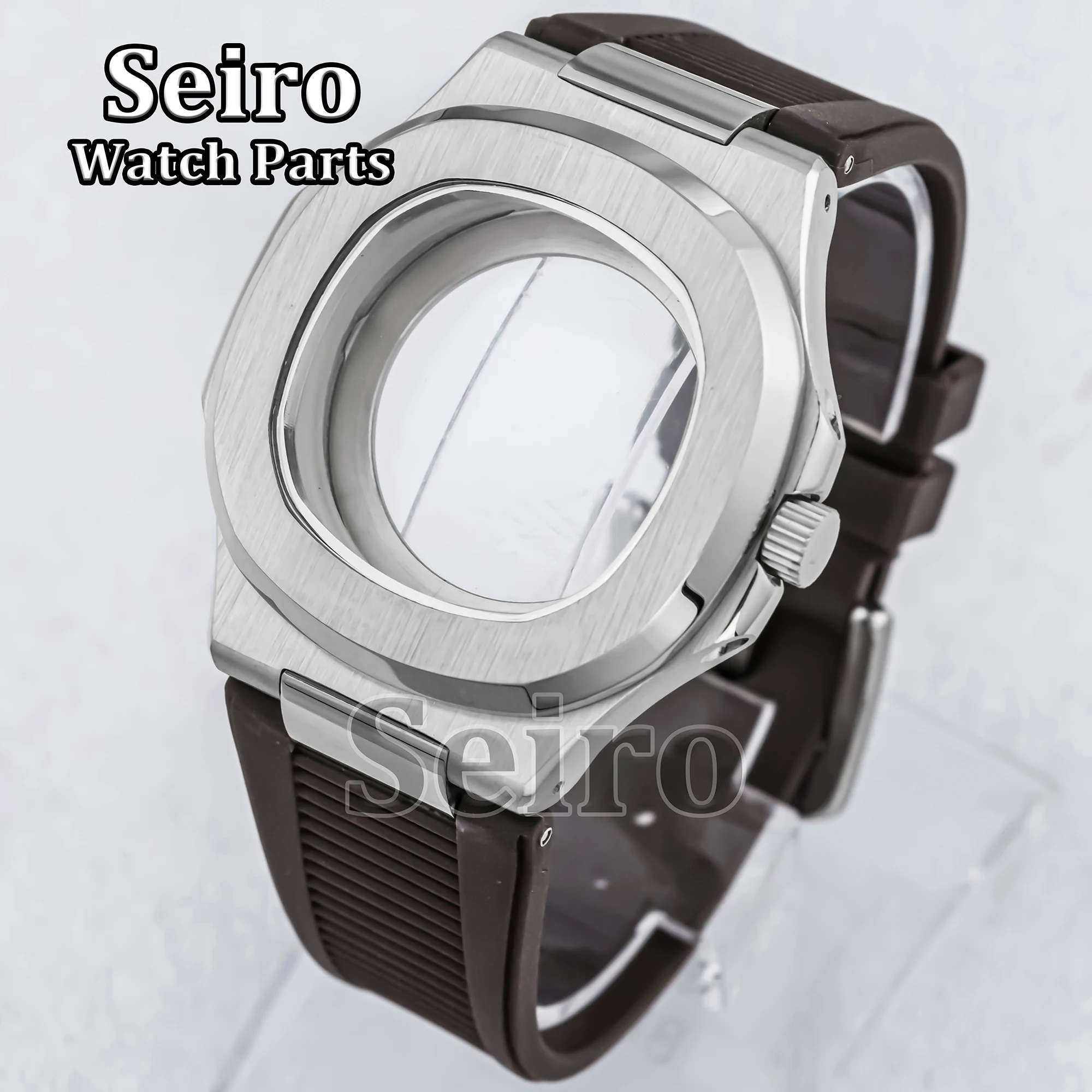 Stainless Steel 41MM Watch Case Rubber Strap Sapphire Glass Silver Rose Gold Black Gold Modify for Nautilus NH35 NH36 Movement