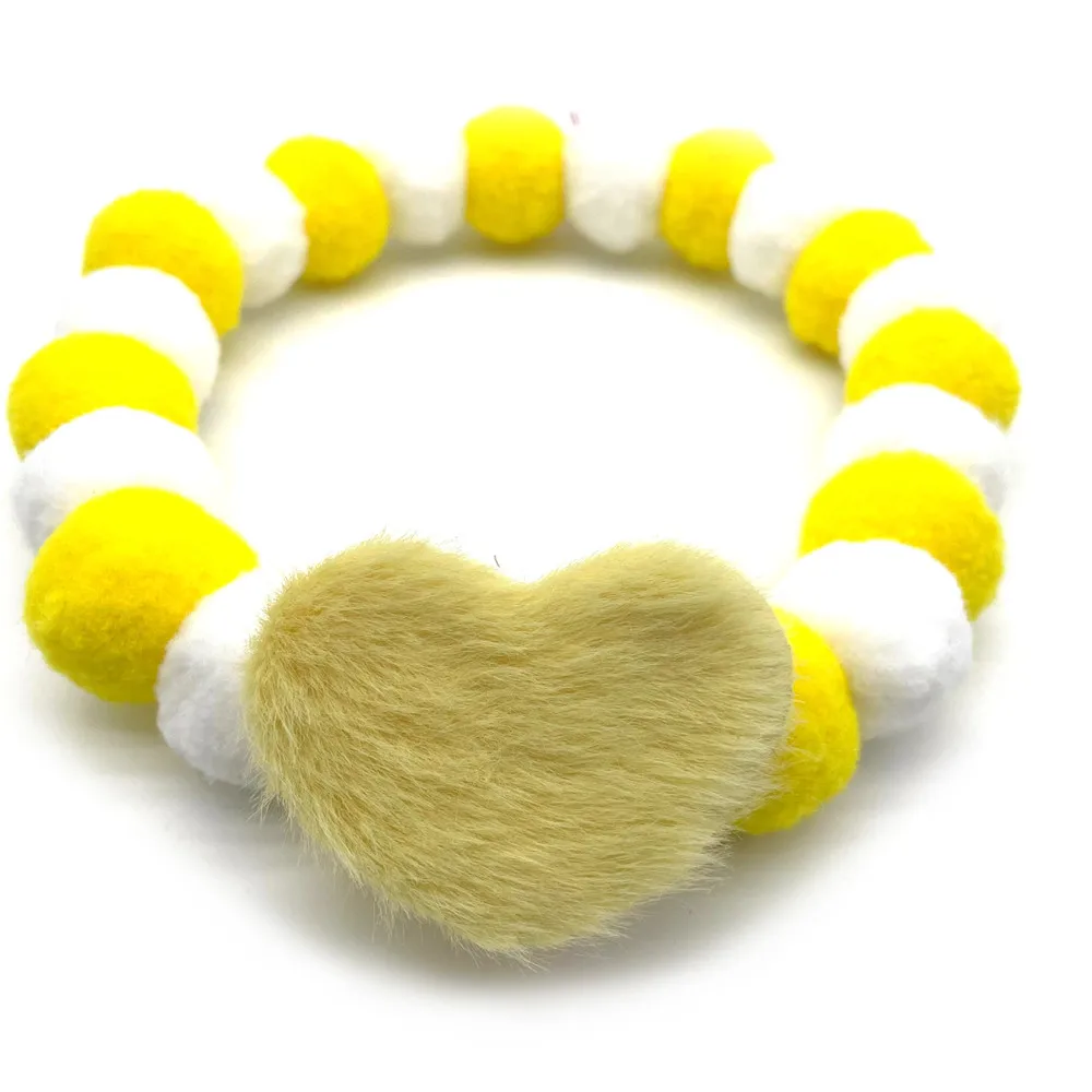 12pcs Valentine\'s Day Style Pet Dog cat Hair Ball Necklace Heart Shape Pet Dog Cat Bowties Neckties Dog Grooming Accessories