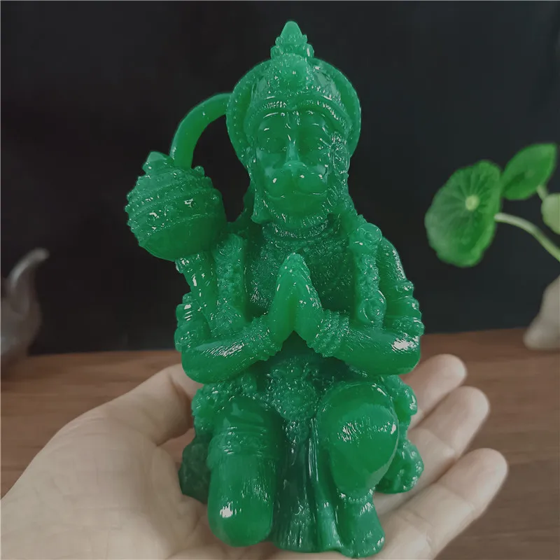 Jade Color Hanuman Statue Sculpture Big Resin Ornaments Hindu Monkey God Buddha Statues Figurine Home Decoration Lucky Gifts