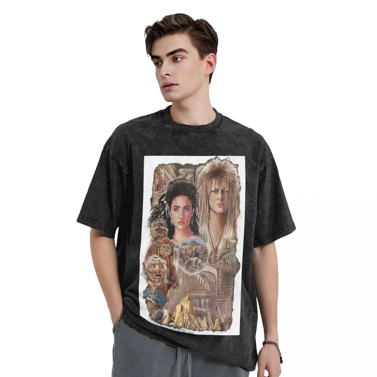 Enter The Labyrinth Washed T Shirts Oversized Short Sleeve Hip Hop T-Shirt Streetwear Tops Tees for Men Women