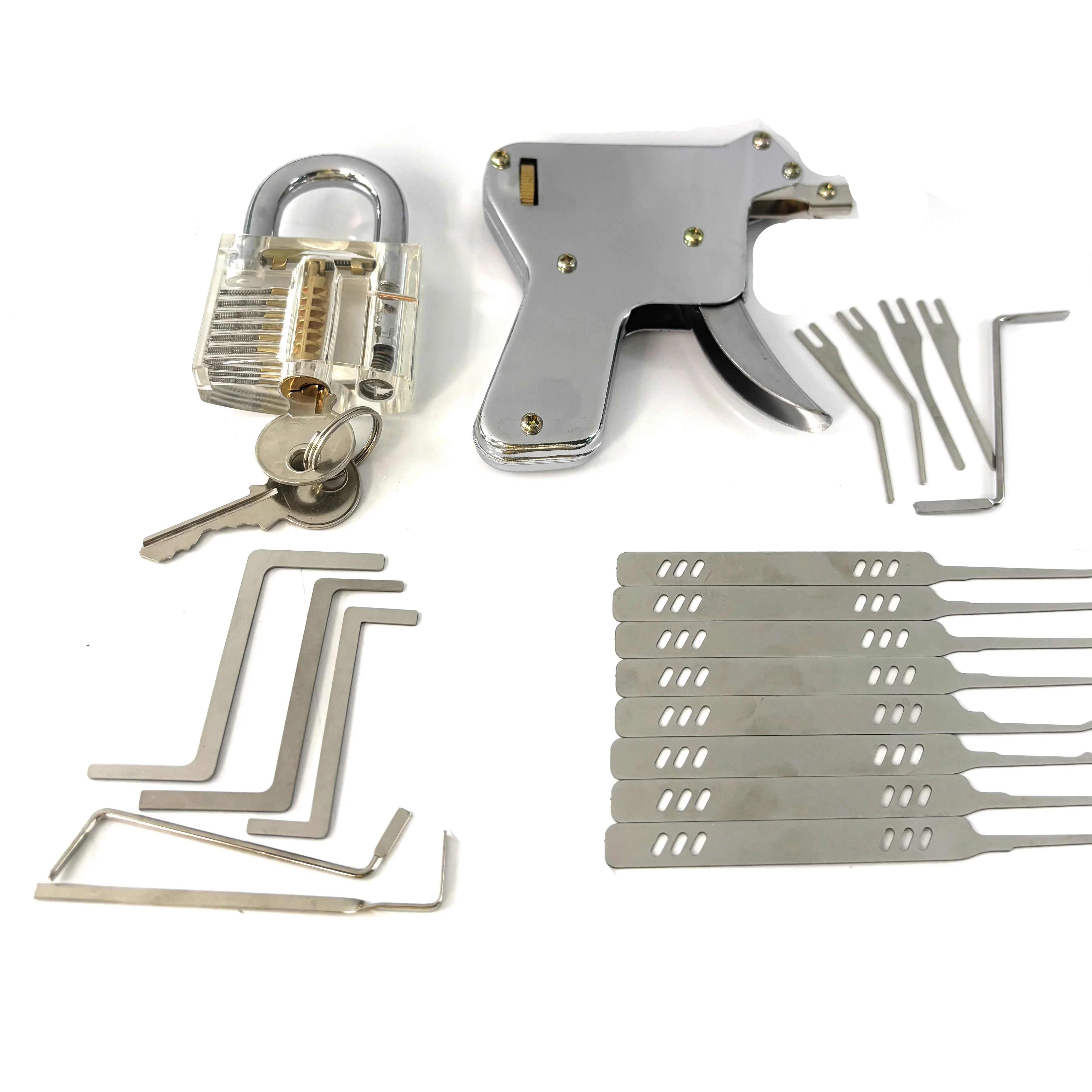 2025 New 4-in-1 Lockpick Training Kit for Beginner,Include Transparent Lock/Lockpick Tools/Tension Wrench ,Best Locksmith Kit